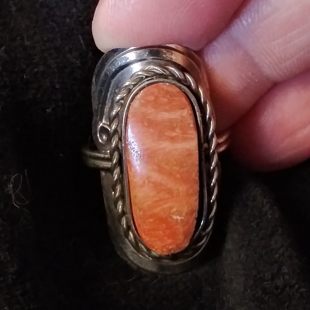 Boho Gypsy Big bold natural stone adjustable ring.